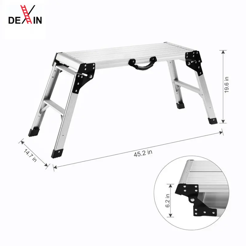 작업 플랫폼 단계 사다리 무거운 의무 접이식 알루미늄 플랫폼 330 LBS 용량 DX-9002