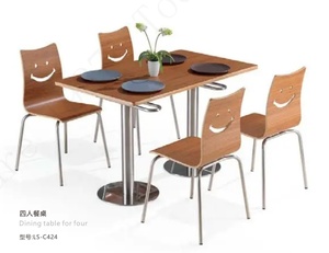 Ensemble table et chaises en bois massif pour restauration rapide, idéal pour les cantines scolaires et les restaurants, mobilier de cantine scolaire - Product Image 2