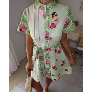 Robe courte imprimée à coupe ample pour femme |   Robe décontractée à manches courtes pour se détendre, faire les courses et porter le <span class=keywords><strong>week</strong></span>-<span class=keywords><strong>end</strong></span> - Product Image 2