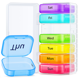 Extra Large Separate Slots Color Fit <b>Pocket</b> & Purse Dual Protection 7 Day Weekly Pill Organizer ABS PP For Retail - Product Image 1