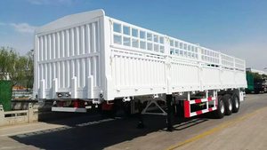 Semi-remorque basculante à trois essieux en acier de grande taille 13m avec suspension robuste et ridelles latérales pour le transport d'animaux, capacité de charge de 30000 kg - Product Image 5