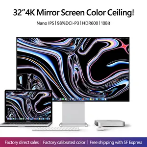 Monitor PC layar cermin HD 4k32-inci, klip kamera HDR600 komputer MAC tanpa bezel layar eksternal TypeC