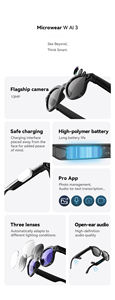 Occhiali Intelligenti <span class=keywords><strong>WAI</strong></span> 3 PRO con Traduzione AI, Registrazione Video Wireless, Fotografia, Fotocamera da 1200w, Chiamate Bluetooth, Wi-Fi, per Uomini e Donne - Product Image 2