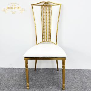 Silla de Comedor de Acero Inoxidable de Lujo para Hotel, Precio de Fábrica, Venta al por Mayor, Respaldo Alto Dorado, para Fiestas, Eventos y Bodas - Product Image 3