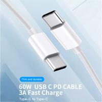 60W 3A USB C TPE Cordon de charge rapide Smart Type C PD Chargeur Câble pour Android Ordinateur Écouteur avec 3ft 6ft 1m Longueur Ligne de données