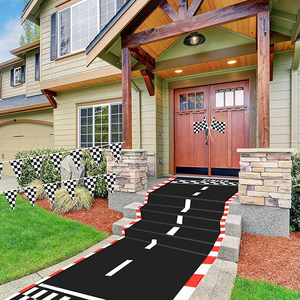 Mantel de Mesa de Diseño de Pista de Carreras Larga para Decoración de Fiestas, Lavable, Negro, con Temática de Carreras de Drag - Product Image 5