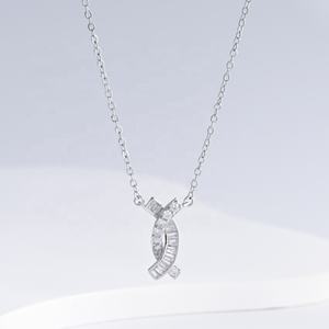 Precio al por mayor: Collar de plata de ley 925 con nudo moderno, circonita coreana, chapado en oro de 18k, colgante de corazón 'Mama', collares de dijes finos. - Product Image 2