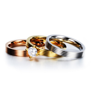 Fashion <b>Rings</b> 9MM Three In One Zircon <b>Set</b> Stainless Steel <b>Ring</b> For <b>Women</b> Engagement Jewelry - Product Image 4