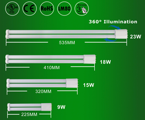 Homologué UL 120lm/w 225mm <span class=keywords><strong>9W</strong></span> 360 °   Tube LED 2G11 à angle de faisceau 100-277V Connexion directe Contournement du ballast Commercial Intérieur 4 broches <span class=keywords><strong>PL</strong></span> L Lampe - Product Image 2