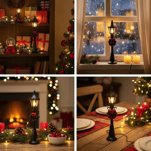 Đèn <span class=keywords><strong>LED</strong></span> <span class=keywords><strong>mini</strong></span> hình đèn đường chạy pin SANWEI 2 chiếc, mô hình cảnh trong nhà, màu đen, đèn đứng Giáng sinh - Product Image 4