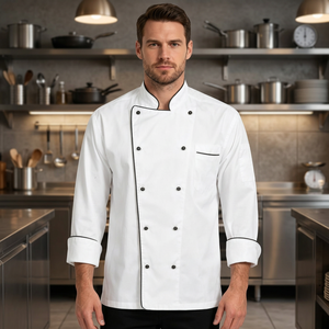 Veste de chef industrielle de qualité supérieure Stonefield Manufacturing OEM, double boutonnage, col montant, résistante à l'usure, pour restaurant - Product Image 3