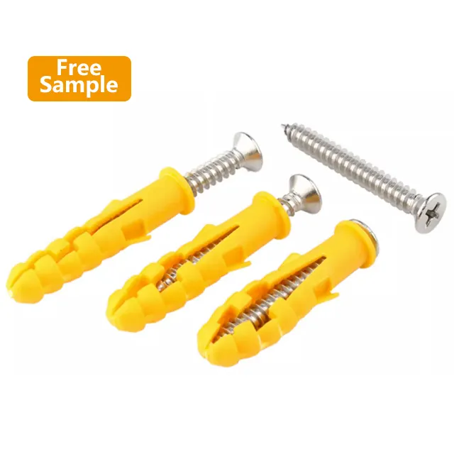 M6 M8 M10 Hollow Drop-in Plastic Expansion Plug Yellow Grey Hammer Drive Anchor Bolt With Screw Inside