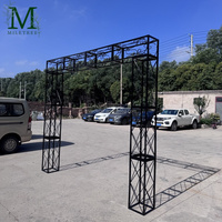 Arco de Metal Resistente, Estructura de Truss Negra, Soporte Cuadrado de Hierro Portátil, Fondo para Bodas, para Eventos al Aire Libre