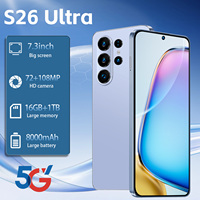 Smartphone S26 Ultra 7,3 pouces 90Hz LED Android 15 16 Go 1 To 108 MP 8800 mAh Deca Core 5G Double SIM Carte TF Face ID GPS