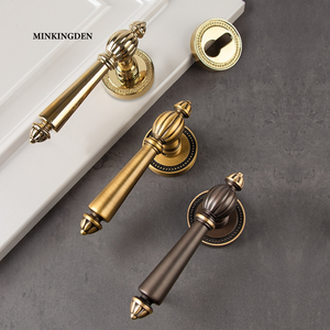 <strong>French</strong> Brushed Bronze Patina Process FBS Solid Brass Door Handle Vintage Door Handle Set with Dummy <strong>Lock</strong> for Double Doors OEM - Product Image 5