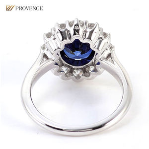 3ct Sapfire अंडाकार कट लैब उगाई हुई जेमस्टोन 18k सोने के ठीक गहने रिंग नई डिजाइन लैब ने बनाया सैपफायर दुल्हन गहने सेट शादी - Product Image 2