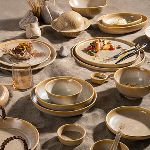 Platos Llanos de Cerámica con Patrón y Logo Personalizado, Vajilla de Porcelana Europea con Cuencos para Restaurante - Product Image 1