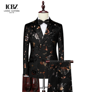 Autunno e inverno stile coreano abito abito da sposa in <span class=keywords><strong>velluto</strong></span> Slim stampato da <span class=keywords><strong>uomo</strong></span> tre pezzi cena festa - Product Image 1