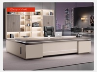 Escritorio moderno de lujo en forma de L para oficina ejecutiva, muebles modulares de madera para ordenador