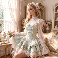 Robe Lolita à col Peter Pan, à volants multicouches, costume de cosplay anime pour femmes