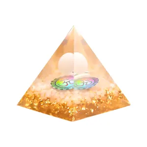 Schwimmende Chakra Orgone Ball Gold Farbfilm Kristall pyramide Spirituelle Heil kristalle Pyramide