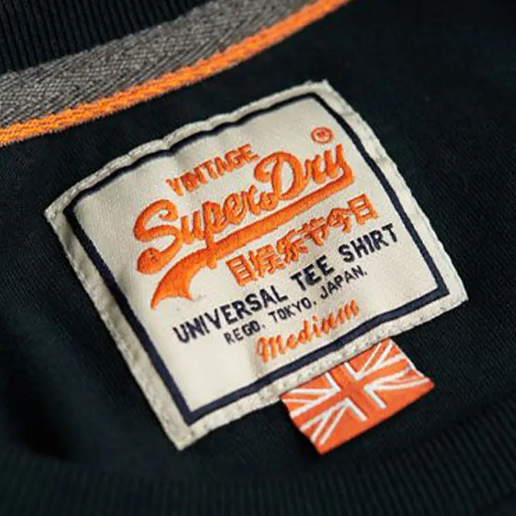 Etiqueta tejida personalizada para ropa, logotipo bordado, venta al por mayor