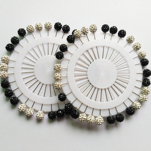 ヒジャブ用ロングニードル、ボールヘッドスカーフスタイリングニードルピン、カラフルな丸型クリスタルストレート安全ピン - Product Image 4