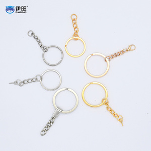 EWANG-Llavero de metal redondo plateado y dorado con cierre de langosta, llavero Plano dividido con tornillo de ojo - Product Image 1