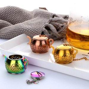 Mini infuseur à <span class=keywords><strong>thé</strong></span> en forme de théière en acier inoxydable arc-en-ciel avec couvercle passoire à <span class=keywords><strong>thé</strong></span> réutilisable en vrac pour <span class=keywords><strong>thé</strong></span> parfumé aux épices à base de plantes - Product Image 3