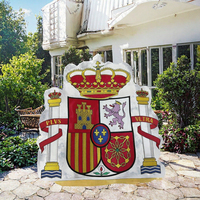 Drapeau espagnol imprimé numériquement en satin brodé, grand format extérieur 3x5 pieds, pour balcon, renforcé avec 2 œillets en aluminium