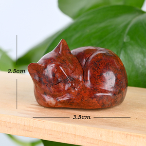 Vente en gros de sculptures d'animaux en pierres précieuses naturelles, pierres de guérison en cristal, mini chat sculpté de 30 mm pour la décoration - Product Image 3