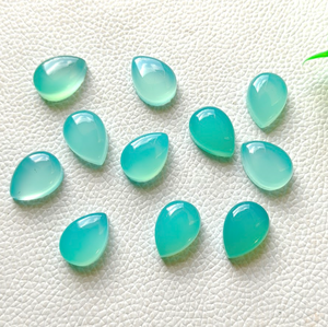 พลอยพาราไบ ชาลเซโดนี สีเขียว เกรด AAA รูปทรงคาโบชอง ล็อต-รูปทรงลูกแพร์ 100% ธรรมชาติ พลอยหลวมสำหรับทำเครื่องประดับ (4x6 มม. ถึง 20x30 มม.) - Product Image 6