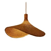 Lustre vintage en bambou et rotin, lampe suspendue au plafond, éclairage de salle à manger en rotin, suspension rétro, luminaire suspendu LED