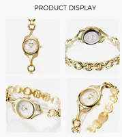 Montre-bracelet à quartz pour femme en or, cadran rond, bracelet, montre analogique lumineuse, logo personnalisé pour femmes