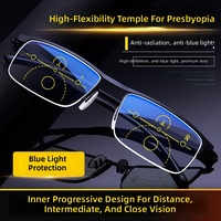 Lunettes de lecture multifocales progressives LG98 pour la vision de loin/intermédiaire, protection anti-lumière bleue, verres transparents