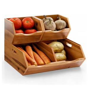 Caja de Almacenamiento de Cocina de Madera, Organizador Apilable de Bambú para Encimera, Diseño Rústico Multifuncional - Product Image 5