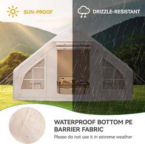 Inflatable Camping <b>Tent</b> One <b>Bedroom</b> Double Layers Waterproof Windproof Four-Season Oxford Fabric Grid Chimney Windows Quick - Product Image 6