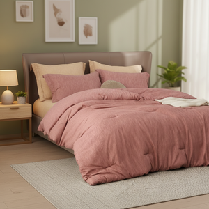 Ensemble de couette réversible 3 pièces ultra doux en fibre de polyester 100 % écologique toutes saisons pour lit Queen Size avec 2 taies d'oreiller et sac de rangement - Product Image 2