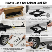 Cric ciseaux portable 2 tonnes à manivelle manuelle pour voiture, kit de réparation d'urgence des pneus avec clé à écrous pour berline, SUV, MPV