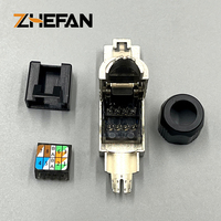Konektor Ethernet CAT6A Tanpa Alat Harga Pabrik, Plug Berlapis Emas, Terproteksi, Modular Tanpa Alat, Konektor STP RJ45