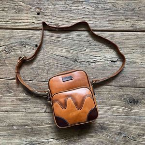 Handmade Genuine Leather Crossbody <b>Bag</b> For Men Brown Lightweight Retro Casual Everyday Use - Product Image 1