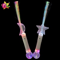 Bâton lumineux en fibre optique étoile et lune à 6 LED double face, veilleuse avec 6 modes d'éclairage, jouet en plastique avec boule magique pour enfants