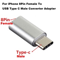Adaptateur convertisseur Premium Lightning 8 broches femelle vers USB Type C mâle pour iPhone 16 15 Samsung S25 S24 S23 S22 S21