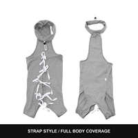 Combinaison de récupération post-stérilisation pour chien, style à bretelles, élastique, pour femelles, alternative au collier de protection, anti-léchage, respirante, en coton uni