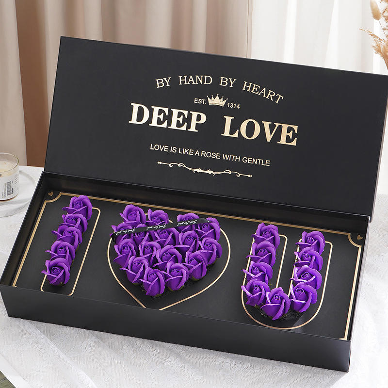 กล่องของขวัญสีดำ Heart Language Wish + สีม่วง