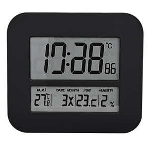 Orologio da parete (27x3x23,5cm) Multifunzione con Termometro Nero OM352000 - Product Image 2