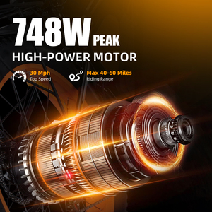 จักรยานไฟฟ้าล้อโต 26 นิ้ว 48V 748W สำหรับผู้ใหญ่ แบตเตอรี่ลิเธียม แบบ Step Through เหมาะสำหรับการเดินทางในเมือง - Product Image 3