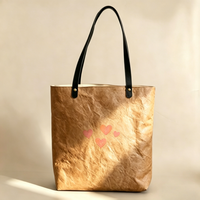 Sac fourre-tout en papier Tyvek vierge, léger, couleur unie, pour courses, réutilisable, petit MOQ