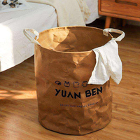 Seau de rangement robuste anti-poussière en papier kraft lavable pour le rangement des vêtements à la maison et la réorganisation de la chambre