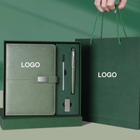 Idée cadeau Ensemble de cahiers d'affaires avec logo imprimé Carnet de bureau Stylo USB 4 en 1 Coffret cadeau promotionnel